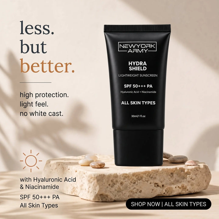Newyork Army Hydra Shield Lightweight Sunscreen with Hyaluronic Acid + Niacinamide SPF50+++PA ALL Skin Types Newyork Army