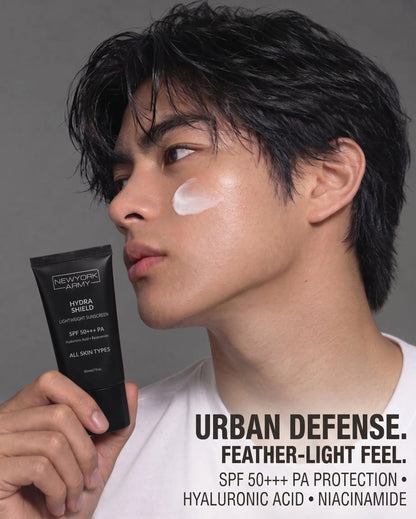 Newyork Army Hydra Shield Lightweight Sunscreen with Hyaluronic Acid + Niacinamide SPF50+++PA ALL Skin Types Newyork Army